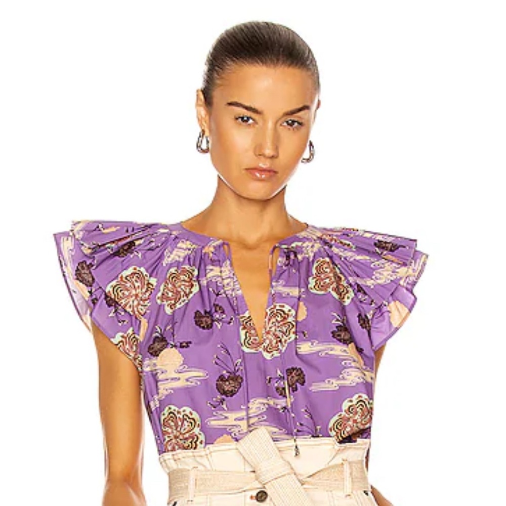Ulla Johnson Elia Flutter sleeve floral top